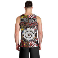 Personalised Aotearoa and Australia Together Men Tank Top Koru and Kangaroo - Taniko with Aboriginal Motif LT03 - Polynesian Pride