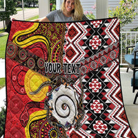 Personalised Aotearoa and Australia Together Quilt Koru and Kangaroo - Taniko with Aboriginal Motif