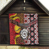 Personalised Aotearoa and Australia Together Quilt Koru and Kangaroo - Taniko with Aboriginal Motif