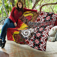 Personalised Aotearoa and Australia Together Quilt Koru and Kangaroo - Taniko with Aboriginal Motif