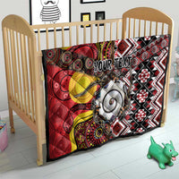 Personalised Aotearoa and Australia Together Quilt Koru and Kangaroo - Taniko with Aboriginal Motif