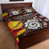 Personalised Aotearoa and Australia Together Quilt Bed Set Koru and Kangaroo - Taniko with Aboriginal Motif LT03 - Polynesian Pride
