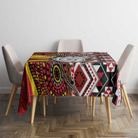 Personalised Aotearoa and Australia Together Tablecloth Koru and Kangaroo - Taniko with Aboriginal Motif LT03 - Polynesian Pride