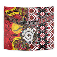 Personalised Aotearoa and Australia Together Tapestry Koru and Kangaroo - Taniko with Aboriginal Motif