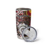 Personalised Aotearoa and Australia Together Tumbler Cup Koru and Kangaroo - Taniko with Aboriginal Motif LT03 - Polynesian Pride
