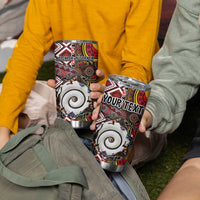 Personalised Aotearoa and Australia Together Tumbler Cup Koru and Kangaroo - Taniko with Aboriginal Motif LT03 - Polynesian Pride