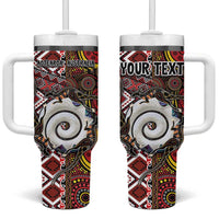 Personalised Aotearoa and Australia Together Tumbler With Handle Koru and Kangaroo - Taniko with Aboriginal Motif LT03 One Size: 40 oz Black - Polynesian Pride