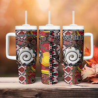 Personalised Aotearoa and Australia Together Tumbler With Handle Koru and Kangaroo - Taniko with Aboriginal Motif LT03 - Polynesian Pride