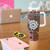 Personalised Aotearoa and Australia Together Tumbler With Handle Koru and Kangaroo - Taniko with Aboriginal Motif LT03 - Polynesian Pride