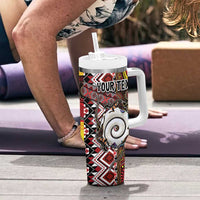 Personalised Aotearoa and Australia Together Tumbler With Handle Koru and Kangaroo - Taniko with Aboriginal Motif LT03 - Polynesian Pride
