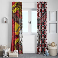 Personalised Aotearoa and Australia Together Window Curtain Koru and Kangaroo - Taniko with Aboriginal Motif LT03 - Polynesian Pride