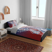 Hawaiian Manta Ray and Hammerhead Shark Tribal Tattoo Bedding Set with Polynesian Tribal Pattern Hawaii Flag Color