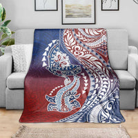 Hawaiian Manta Ray and Hammerhead Shark Tribal Tattoo Blanket with Polynesian Tribal Pattern Hawaii Flag Color LT03 - Polynesian Pride