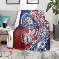 Hawaiian Manta Ray and Hammerhead Shark Tribal Tattoo Blanket with Polynesian Tribal Pattern Hawaii Flag Color LT03 - Polynesian Pride