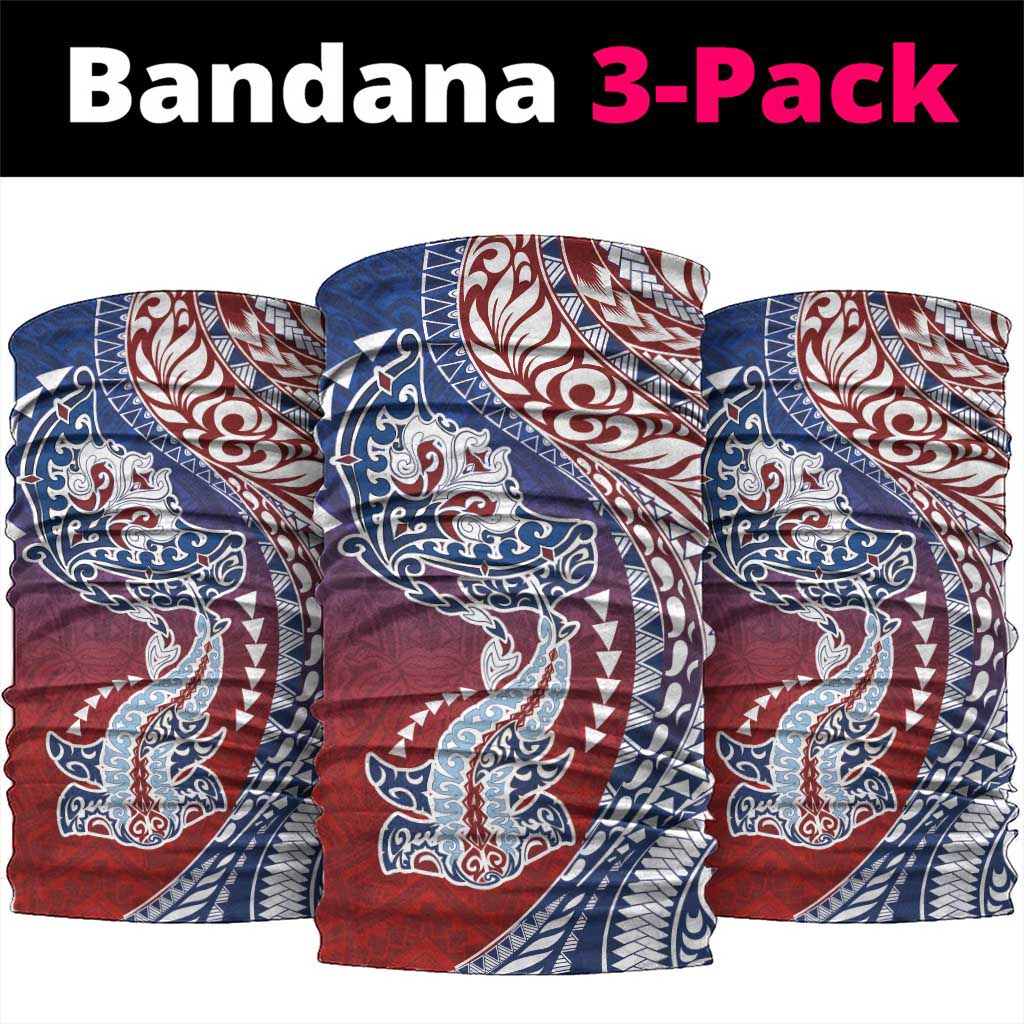 Hawaiian Manta Ray and Hammerhead Shark Tribal Tattoo Neck Gaiter with Polynesian Tribal Pattern Hawaii Flag Color LT03 package One Size: 25*50cm Multicolor - Polynesian Pride