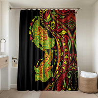 Hawaiian Manta Ray and Hammerhead Shark Tribal Tattoo Bathroom Set with Polynesian Tribal Pattern Kanaka Maoli Flag Color