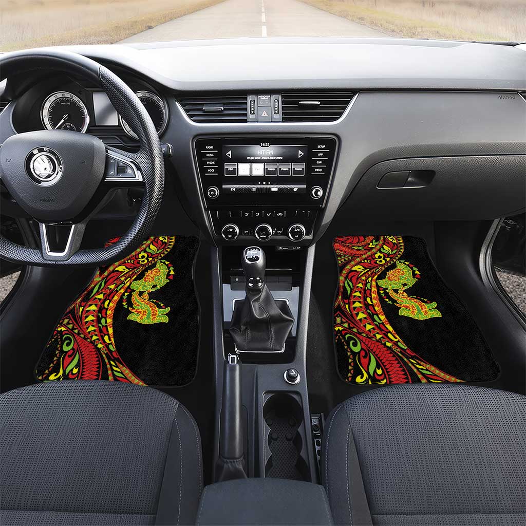 Hawaiian Manta Ray and Hammerhead Shark Tribal Tattoo Car Mats with Polynesian Tribal Pattern Kanaka Maoli Flag Color