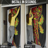 Hawaiian Manta Ray and Hammerhead Shark Tribal Tattoo Door Cover with Polynesian Tribal Pattern Kanaka Maoli Flag Color