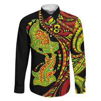 Hawaiian Manta Ray and Hammerhead Shark Tribal Tattoo Family Matching Puletasi and Hawaiian Shirt with Polynesian Tribal Pattern Kanaka Maoli Flag Color