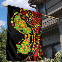 Hawaiian Manta Ray and Hammerhead Shark Tribal Tattoo Garden Flag with Polynesian Tribal Pattern Kanaka Maoli Flag Color