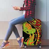 Hawaiian Manta Ray and Hammerhead Shark Tribal Tattoo Luggage Cover with Polynesian Tribal Pattern Kanaka Maoli Flag Color