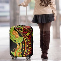 Hawaiian Manta Ray and Hammerhead Shark Tribal Tattoo Luggage Cover with Polynesian Tribal Pattern Kanaka Maoli Flag Color
