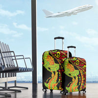 Hawaiian Manta Ray and Hammerhead Shark Tribal Tattoo Luggage Cover with Polynesian Tribal Pattern Kanaka Maoli Flag Color