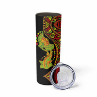 Hawaiian Manta Ray and Hammerhead Shark Tribal Tattoo Skinny Tumbler with Polynesian Tribal Pattern Kanaka Maoli Flag Color