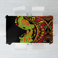 Hawaiian Manta Ray and Hammerhead Shark Tribal Tattoo Tablecloth with Polynesian Tribal Pattern Kanaka Maoli Flag Color