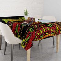 Hawaiian Manta Ray and Hammerhead Shark Tribal Tattoo Tablecloth with Polynesian Tribal Pattern Kanaka Maoli Flag Color