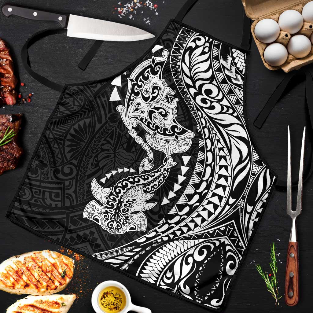 Hawaiian Manta Ray and Hammerhead Shark Tribal Tattoo Apron with Polynesian Tribal Pattern Black-White Color LT03 Multicolor - Polynesian Pride