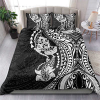 Hawaiian Manta Ray and Hammerhead Shark Tribal Tattoo Bedding Set with Polynesian Tribal Pattern Black-White Color LT03 - Polynesian Pride