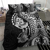 Hawaiian Manta Ray and Hammerhead Shark Tribal Tattoo Bedding Set with Polynesian Tribal Pattern Black-White Color LT03 - Polynesian Pride