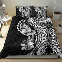 Hawaiian Manta Ray and Hammerhead Shark Tribal Tattoo Bedding Set with Polynesian Tribal Pattern Black-White Color LT03 - Polynesian Pride