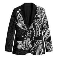 Hawaiian Manta Ray and Hammerhead Shark Tribal Tattoo Blazer with Polynesian Tribal Pattern Black-White Color LT03 Unisex Multicolor - Polynesian Pride
