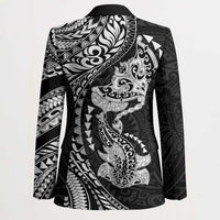 Hawaiian Manta Ray and Hammerhead Shark Tribal Tattoo Blazer with Polynesian Tribal Pattern Black-White Color LT03 - Polynesian Pride