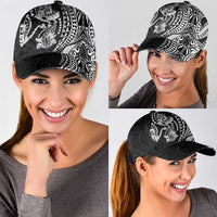 Hawaiian Manta Ray and Hammerhead Shark Tribal Tattoo Classic Cap with Polynesian Tribal Pattern Black-White Color LT03 - Polynesian Pride