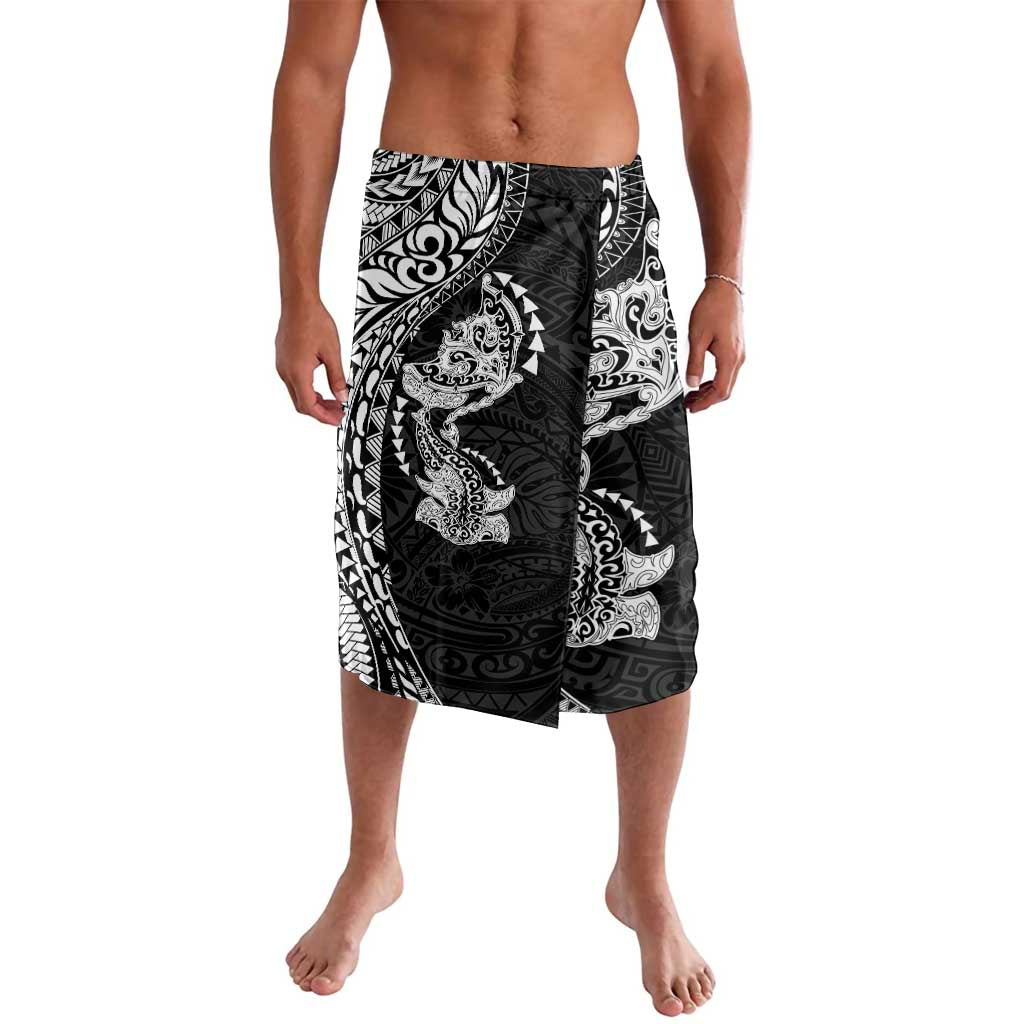 Hawaiian Manta Ray and Hammerhead Shark Tribal Tattoo Lavalava with Polynesian Tribal Pattern Black-White Color LT03 Multicolor - Polynesian Pride