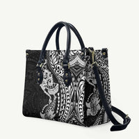 Hawaiian Manta Ray and Hammerhead Shark Tribal Tattoo Leather Bag with Polynesian Tribal Pattern Black-White Color LT03 Multicolor - Polynesian Pride