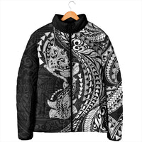 Hawaiian Manta Ray and Hammerhead Shark Tribal Tattoo Padded Jacket with Polynesian Tribal Pattern Black-White Color LT03 - Polynesian Pride