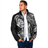 Hawaiian Manta Ray and Hammerhead Shark Tribal Tattoo Padded Jacket with Polynesian Tribal Pattern Black-White Color LT03 - Polynesian Pride