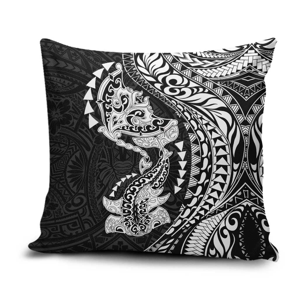 Hawaiian Manta Ray and Hammerhead Shark Tribal Tattoo Pillow Cover with Polynesian Tribal Pattern Black-White Color LT03 Multicolor - Polynesian Pride