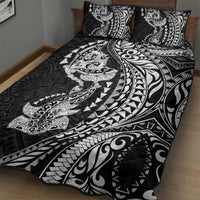 Hawaiian Manta Ray and Hammerhead Shark Tribal Tattoo Quilt Bed Set with Polynesian Tribal Pattern Black-White Color LT03 - Polynesian Pride