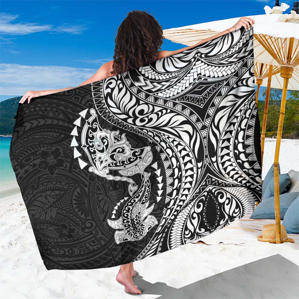 Hawaiian Manta Ray and Hammerhead Shark Tribal Tattoo Sarong with Polynesian Tribal Pattern Black-White Color LT03 One Size 44 x 66 inches Multicolor - Polynesian Pride