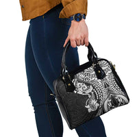 Hawaiian Manta Ray and Hammerhead Shark Tribal Tattoo Shoulder Handbag with Polynesian Tribal Pattern Black-White Color LT03 - Polynesian Pride