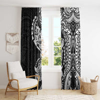 Hawaiian Manta Ray and Hammerhead Shark Tribal Tattoo Window Curtain with Polynesian Tribal Pattern Black-White Color LT03 - Polynesian Pride