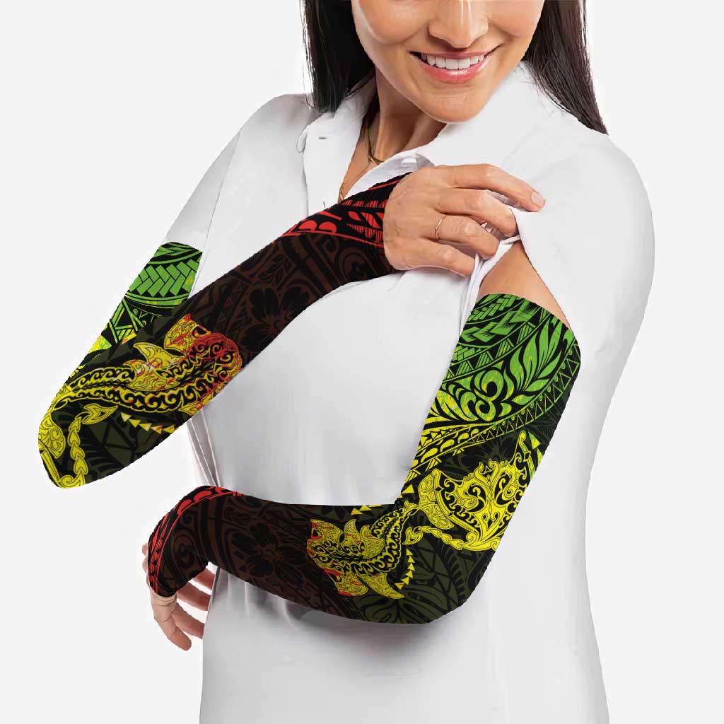 Hawaiian Manta Ray and Hammerhead Shark Tribal Tattoo Arm Sleeves with Polynesian Tribal Pattern Reggae Style LT03 - Polynesian Pride