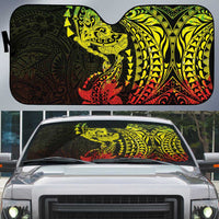Hawaiian Manta Ray and Hammerhead Shark Tribal Tattoo Auto Sun Shade with Polynesian Tribal Pattern Reggae Style LT03 Multicolor - Polynesian Pride