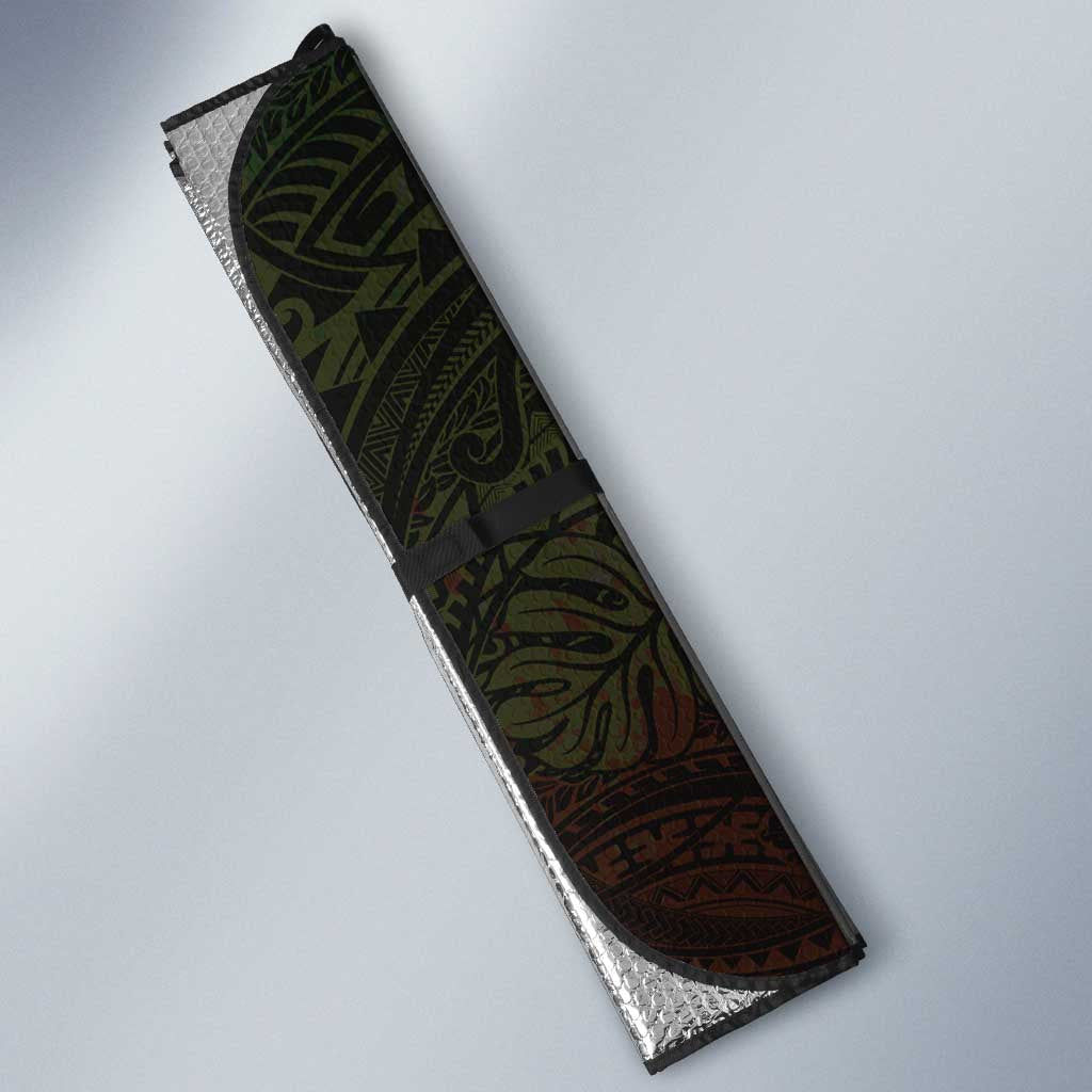 Hawaiian Manta Ray and Hammerhead Shark Tribal Tattoo Auto Sun Shade with Polynesian Tribal Pattern Reggae Style LT03 - Polynesian Pride
