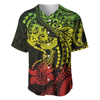Hawaiian Manta Ray and Hammerhead Shark Tribal Tattoo Baseball Jersey with Polynesian Tribal Pattern Reggae Style LT03 Multicolor - Polynesian Pride